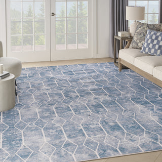 Nourison Machine Washable Series 1 SR107 Blue Grey Area Rug by Nicole Curtis Corner Image