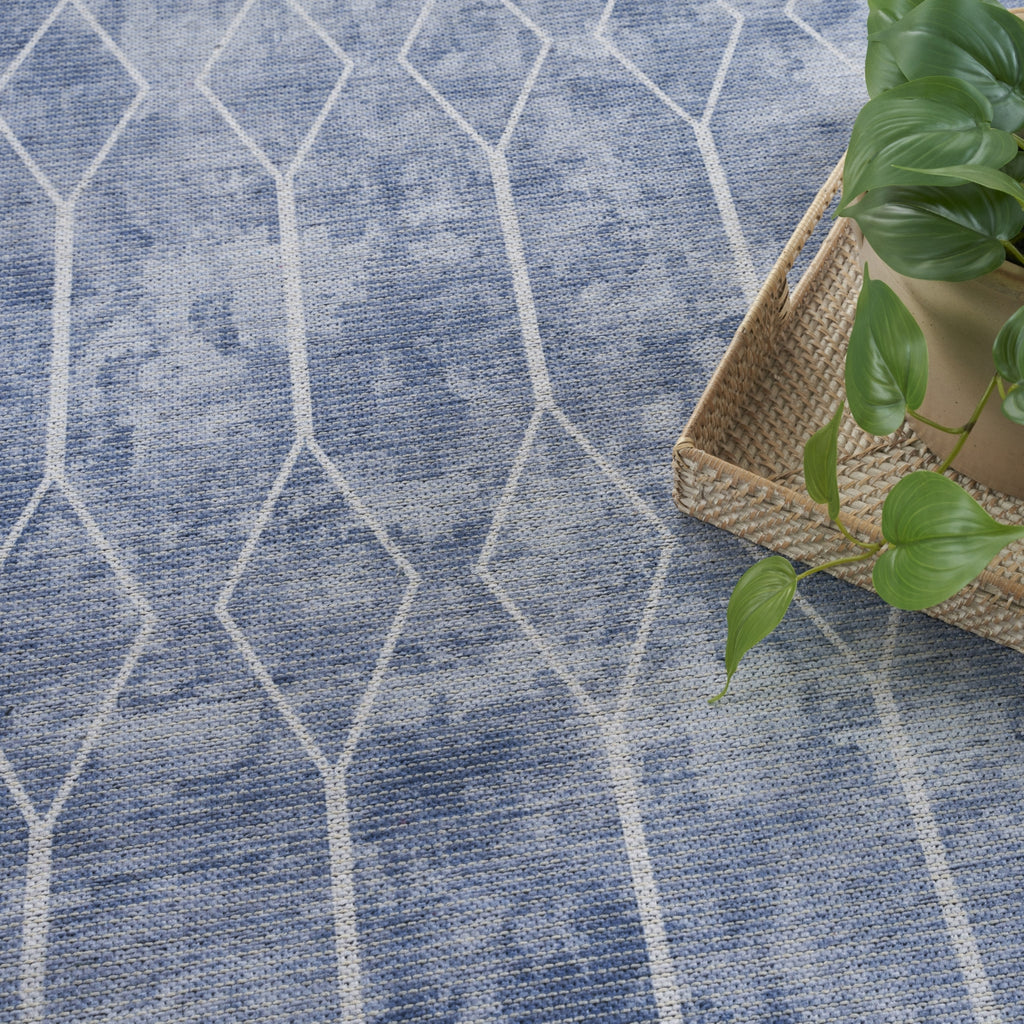 Nourison Machine Washable Series 1 SR107 Blue Area Rug by Nicole Curtis Corner Image