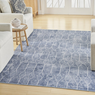 Nourison Machine Washable Series 1 SR107 Blue Area Rug by Nicole Curtis Corner Image