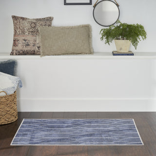 Nourison Machine Washable Series 1 SR107 Navy Area Rug by Nicole Curtis Corner Image