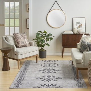 Nourison Machine Washable Series 1 SR109 Ivory/Charcoal Area Rug by Nicole Curtis Room Image Feature