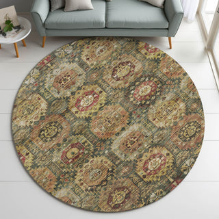 Dalyn Silk Road SR11 Fern Area Rug Round Lifestyle Image Feature