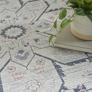 Nourison Machine Washable Series 1 SR110 Ivory Blue Area Rug by Nicole Curtis Corner Image