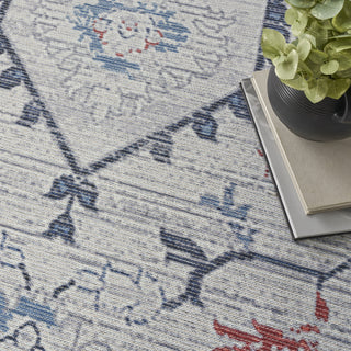 Nourison Machine Washable Series 1 SR110 Ivory Blue Area Rug by Nicole Curtis Corner Image