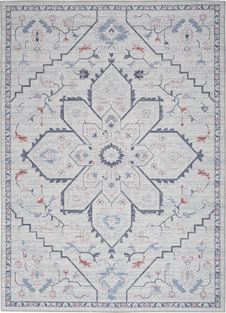 Nourison Machine Washable Series 1 SR110 Ivory Blue Area Rug by Nicole Curtis Corner Image
