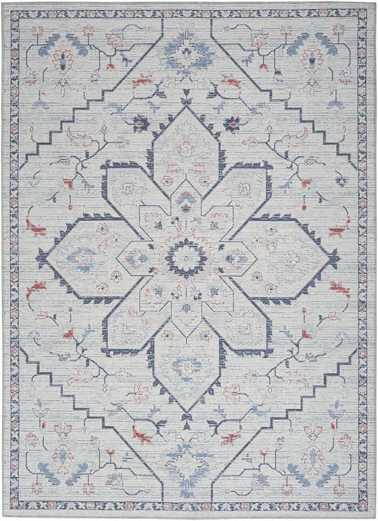 Nourison Machine Washable Series 1 SR110 Ivory Blue Area Rug by Nicole Curtis main image