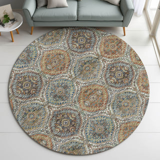 Dalyn Silk Road SR12 Multi Area Rug Round Lifestyle Image Feature