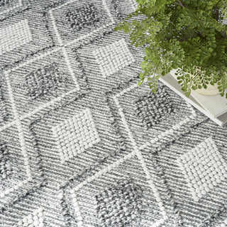 Nourison Machine Washable Series 3 SR301 Grey/Ivory Area Rug by Nicole Curtis Corner Image