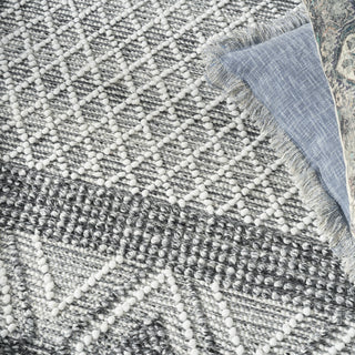 Nourison Machine Washable Series 3 SR303 Grey/Ivory Area Rug by Nicole Curtis Corner Image
