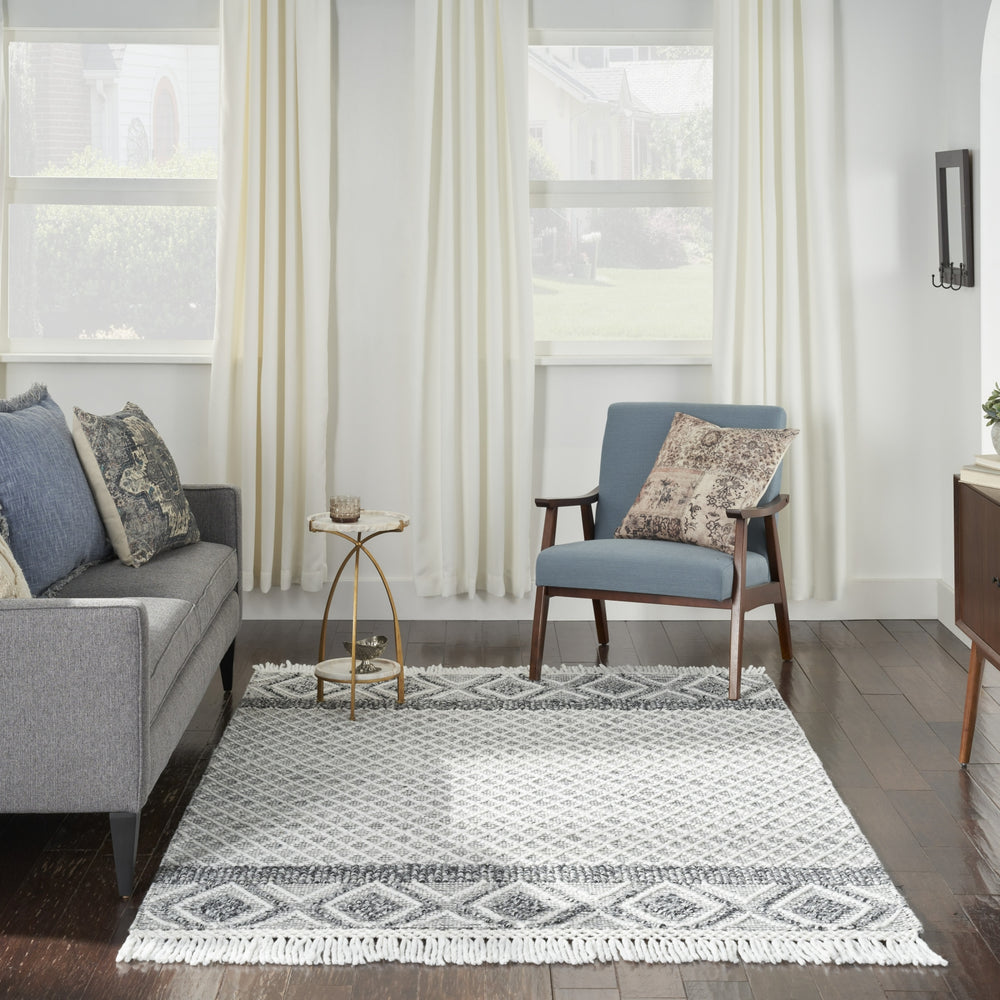 Nourison Machine Washable Series 3 SR303 Grey/Ivory Area Rug by Nicole Curtis Room Image Feature