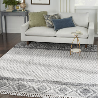 Nourison Machine Washable Series 3 SR303 Grey/Ivory Area Rug by Nicole Curtis Corner Image