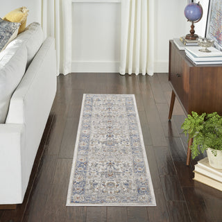 Nourison Series 4 SR402 Cream Blue Area Rug Corner Image