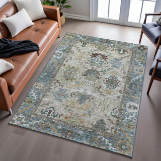Dalyn Silk Road SR5 Aqua Area Rug Lifestyle Image Feature