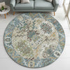 Dalyn Silk Road SR5 Aqua Area Rug Round Lifestyle Image Feature
