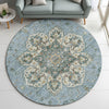 Dalyn Silk Road SR6 Aqua Area Rug Round Lifestyle Image Feature