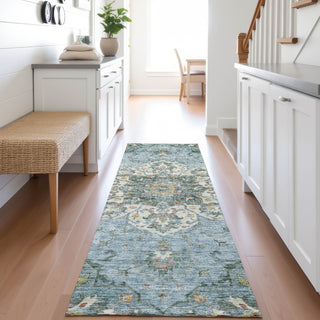 Dalyn Silk Road SR6 Aqua Area Rug Runner Lifestyle Image Feature