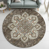 Dalyn Silk Road SR6 Chocolate Area Rug Round Lifestyle Image Feature