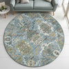 Dalyn Silk Road SR8 Aqua Area Rug Round Lifestyle Image Feature