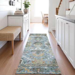 Dalyn Silk Road SR8 Aqua Area Rug Runner Lifestyle Image Feature