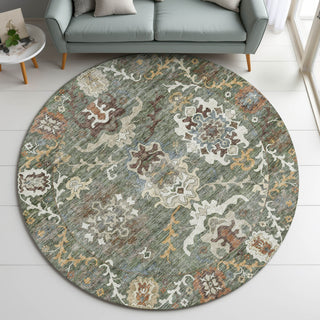Dalyn Silk Road SR8 Basil Area Rug Round Lifestyle Image Feature