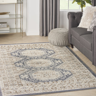 Nourison Serenity Home SRH01 Ivory Blue Area Rug Corner Image