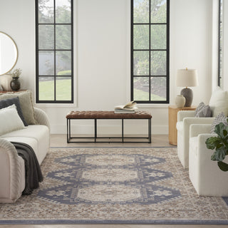 Nourison Serenity Home SRH01 Ivory Blue Area Rug Room Image Feature