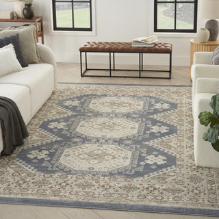Nourison Serenity Home SRH01 Ivory Blue Area Rug Corner Image