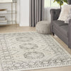 Nourison Serenity Home SRH01 Ivory Grey Area Rug Corner Image