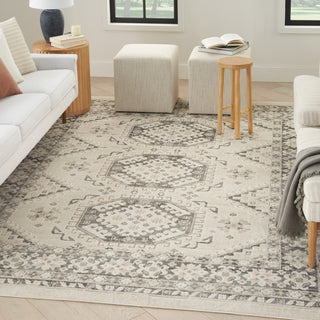Nourison Serenity Home SRH01 Ivory Grey Area Rug Corner Image