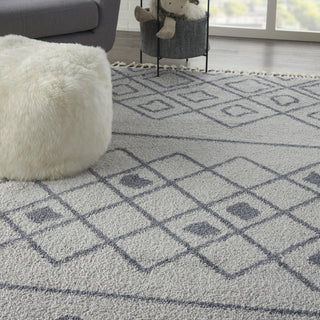 Nourison Serenity Shag SRS02 Grey Slate Area Rug Corner Image