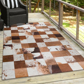 Nourison Machine Washable Series 1 SR103 Ivory/Latte Area Rug by Nicole Curtis Outdoor Lifestyle Image Feature