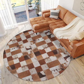 Nourison Machine Washable Series 1 SR103 Ivory/Latte Area Rug by Nicole Curtis Round Lifestyle Image Feature