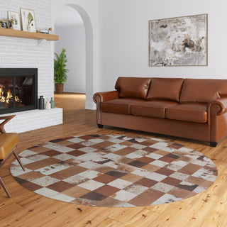 Nourison Machine Washable Series 1 SR103 Ivory/Latte Area Rug by Nicole Curtis Round Lifestyle Image Feature