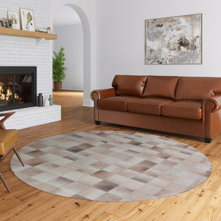 Nourison Machine Washable Series 1 SR103 Ivory/Latte Area Rug by Nicole Curtis Round Lifestyle Image Feature