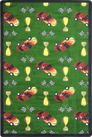 Joy Carpets Playful Patterns Start Your Engines Green Area Rug