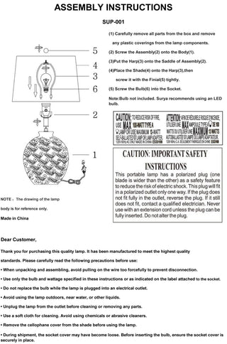 Surya Supino SUP-001 Lamp Assembly