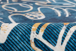 Kalaty Sportsglyphs SY1261 Blue Area Rug Closeup Image