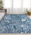 Kalaty Sportsglyphs SY1263 Blue Area Rug Closeup Image