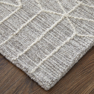 Feizy Emerson T8015 Gray/Ivory Area Rug by Thom Filicia Corner Image with Rug Pad