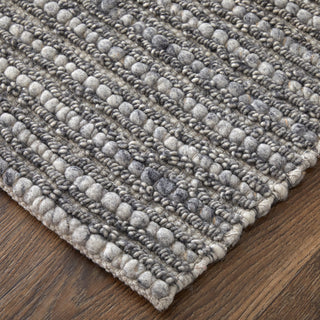 Feizy Herrick T8021 Ivory/Gray Area Rug by Thom Filicia Corner Image with Rug Pad