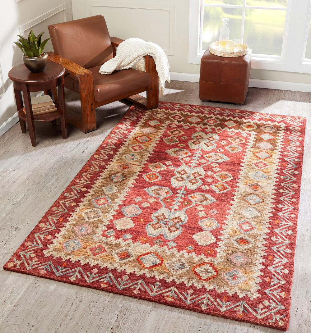Momeni Tangier TAN-1 Red Area Rug Main Image Feature
