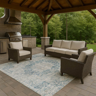Dalyn Tabrook TB5 Blue Area Rug Outdoor Lifestyle Image Feature