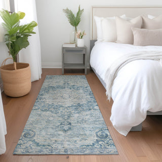 Dalyn Tabrook TB5 Blue Area Rug Runner Lifestyle Image Feature