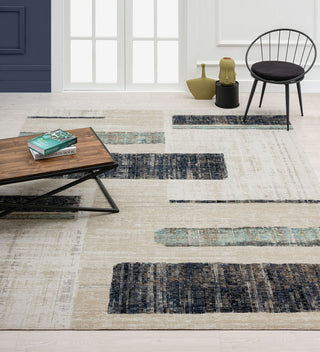 N Natori 24-SEVEN TF-972 Art Moderna Indigo/Sandstone Area Rug