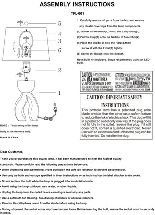 Surya Tufello TFL-001 Lamp Assembly