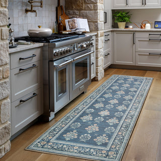 Livabliss Thistle THT-2302 Denim Blue Machine Washable Area Rug Room Scene