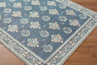 Livabliss Thistle THT-2302 Denim Blue Machine Washable Area Rug Corner Shot