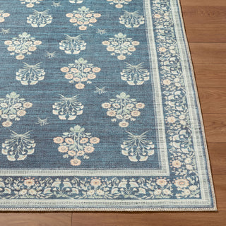 Livabliss Thistle THT-2302 Denim Blue Machine Washable Area Rug Angle