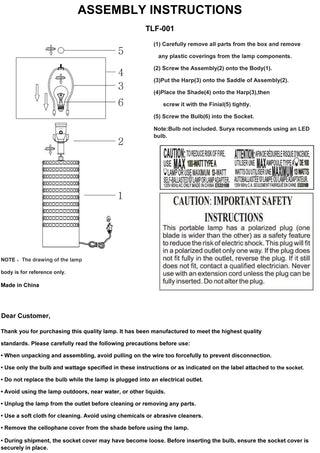 Surya Tolfa TLF-001 Lamp Assembly