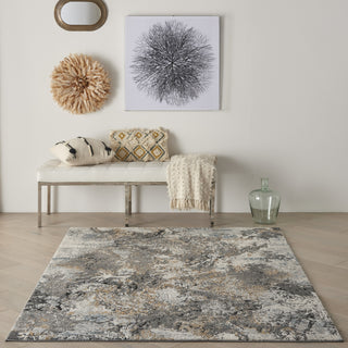Nourison Tangra TNR01 Grey Multicolor Area Rug Corner Image